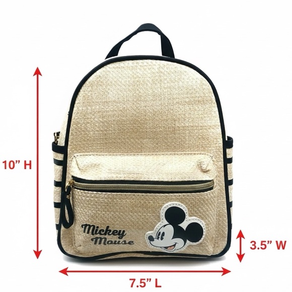 Disney Mickey Mouse Straw Raffia Style Mini Backpack 10”in x 7”in Disney Travel - Picture 2 of 14